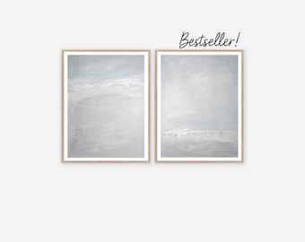 Juego de 2 láminas digitales abstractas modernas con motivos costeros: Marea alta y marea baja. Arte mural oceánico para galerías. Tamaños disponibles: 8x10, 16x20 y 18x24 pulgadas.
