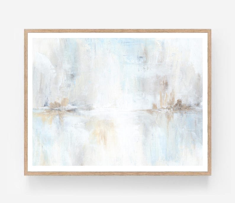 Reflections - Abstract Landscape Wall Art Download Beige Blue Painting Calm Horizontal Printable Artwork 8x10 11x14 16x20 18x24 24x36 30x40