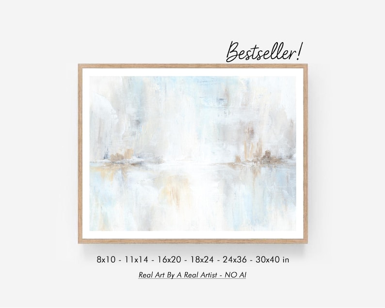 Reflections - Abstract Landscape Wall Art Download Beige Blue Painting Calm Horizontal Printable Artwork 8x10 11x14 16x20 18x24 24x36 30x40