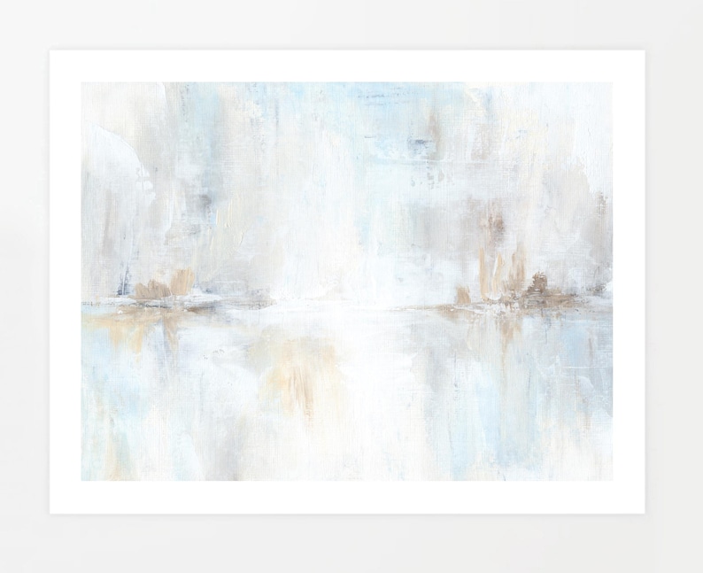 Reflections - Abstract Landscape Wall Art Download Beige Blue Painting Calm Horizontal Printable Artwork 8x10 11x14 16x20 18x24 24x36 30x40