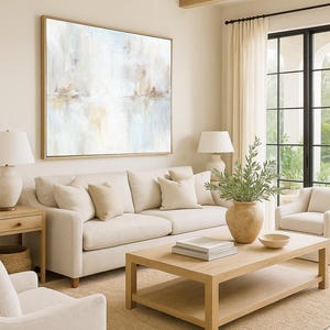 Reflections - Abstract Landscape Wall Art Download Beige Blue Painting Calm Horizontal Printable Artwork 8x10 11x14 16x20 18x24 24x36 30x40