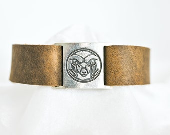 Rustic Ram Leather Bracelet