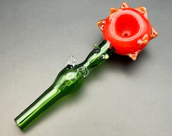 Rose Glass Pipe - Beautiful Hand Pipe - Flower Smoking Bowl - Gift For Her