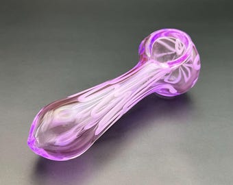 Cute Purple Glass Pipe - Girly Hand Pipe, Unique Pretty Design / Beautiful Smoking Bowl