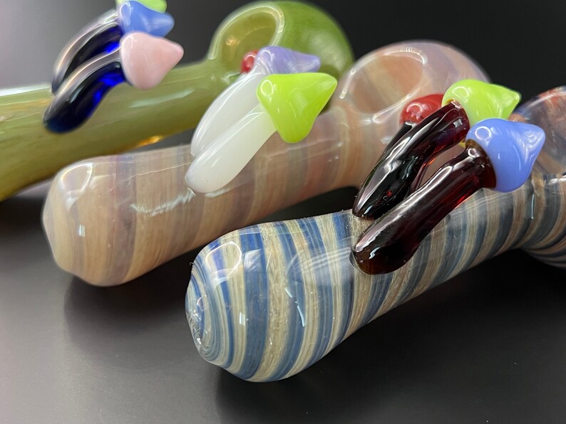 Mushroom Pipe 5 Unique Glass Pipes Handmade Mushrooms Etsy