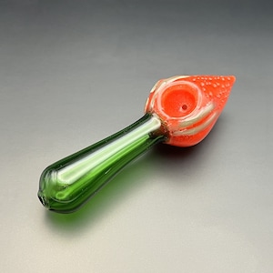 Strawberry Glass Pipe - Girly Hand Pipes - Beautiful Girly Pipe - Cute Handmade Pipe 6&quot;
