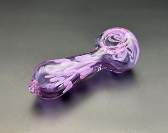 Purple Glass Pipe - Small Purple Pipes - Purple Girly Pipe - Beautiful Purple Bowl - Clear Cute Pipe - Gifts for Her