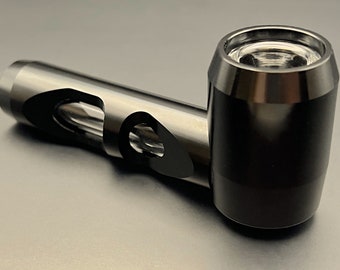 Pipe en verre, corps durable en aluminium, métal, pipe à main portable, grand bol pour fumeurs (noir) 4 po.