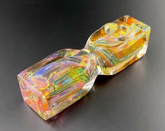 Beautiful Girly Pipe - Screw Rectangle Pipe - Square Glass Pipes - Cute Smoking Pipe - Unique Handmade Pipe - Twist Crystal Pipe 4"-4,5"