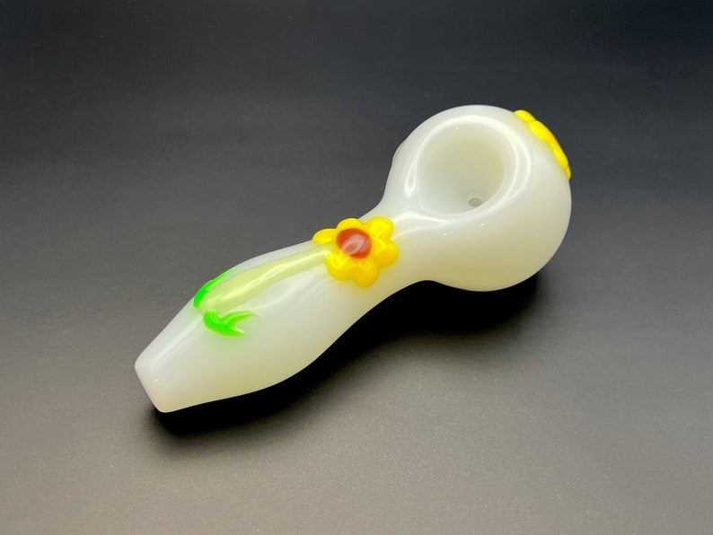Flower Glass Pipe Glow in Dark Glass Pipe Beautiful - Etsy