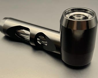 Glazen pijp metalen lichaam rookschaal, draagbare handpijpen, moderne tabaksaccessoires, cadeau voor hem (zwart) 4"