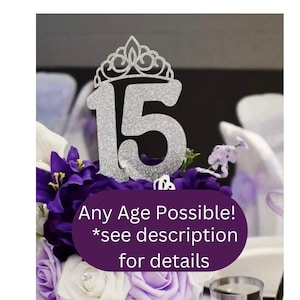 Topper de Centro de Mesa de Quinceañera, Mis Quince Decor, Cartel de 15 Cumpleaños con Tiara