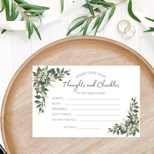 Descarga instantánea de tarjetas de consejos de boda, pensamientos y risas para la feliz pareja, 6x4, impresión en casa