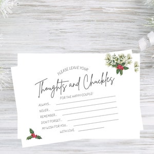 Vakantie bruiloft advies en wensen kaarten voor Winter Wonderland bruiloften, bruidsadvies kaarten, Bachelorette Games voor bruiloft entertainment