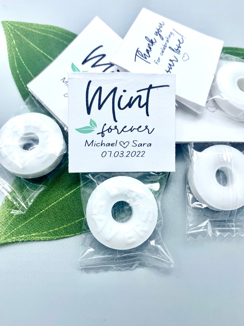 Wedding Mints Labels, Personalized Mint Wedding Favor Tags for Wedding