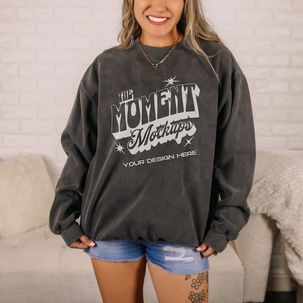 Comfort Colors C1566 Mockup Pepper Back, Comfort Colors Pepper Mockup, Oversized Comfort Colors Mockup C1566, Pepper sweatshirt mockup