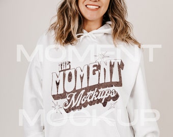 Gildan 18500 White Mockup, Mockup Gildan Hoodie Mock up, Oversized Hooded Sweatshirt mockup, White Hoodie Mockup Model Mockup, Styled Mockup