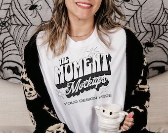 Comfort Colors White Mockup, White Shirt Mockup, Comfort Colors Halloween Mockup, Oversized Shirt Mockup, C1717 Mockup, Spooky Mockup