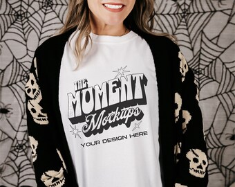 Comfort Colors White Mockup, White Shirt Mockup, Comfort Colors Halloween Mockup, Oversized Shirt Mockup, C1717 Mockup, Spooky Mockup
