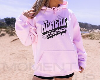 Gildan 18500 hoodie Mock up Light Pink, Gildan 18500 mockups, Hoodie Mockup Oversized Hooded Sweatshirt mockup, Beach Mockup