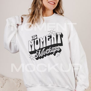 Gildan 18000 White Mockup, Gildan 18000 Mockup, 18000 White Mockup, Gildan White Sweatshirt Mockup, Oversized Mockup Sweatshirt Model Mockup