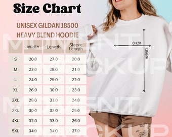 Gildan 18000 Sizing Chart, Size Chart, Gildan 18000 Crewneck size chart, Sweater size chart, Crewneck Sizechart, Sizing Chart Measurement