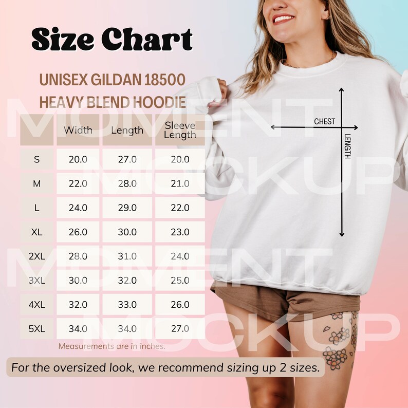 Gildan 18000 Sizing Chart Size Chart Gildan 18000 Crewneck - Etsy