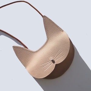 Sac en cuir beige pour chat, sac pour chat, sac à main chat sur ficelle, sac à main Sam Browne