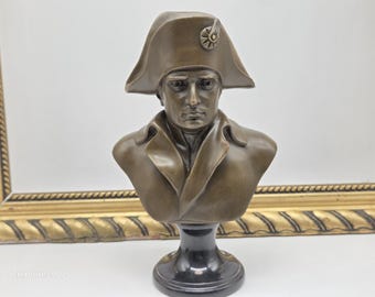 Vintage Bronzefigur Napoleon Büste zu Pferd Antike Bronze-Statue Historische Figur Sammlerstück