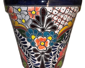 Pot de fleurs Talavera « GUADALAJARA » grand en 3 couleurs principales - fait main du Mexique, poterie, artisanat, décoration, peint à la main