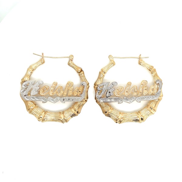 Real gold bamboo name earrings clearance