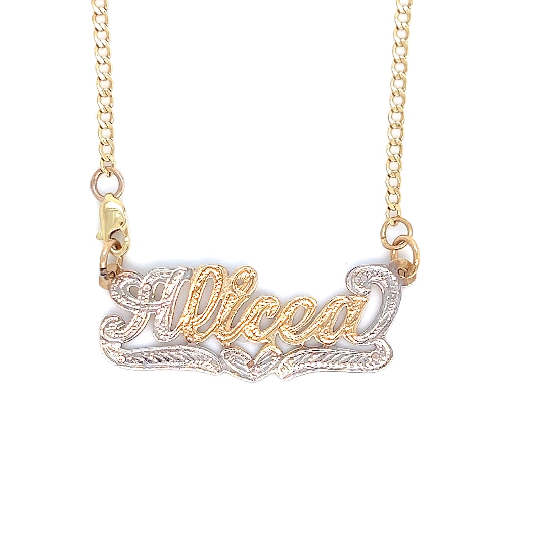 Diamond Name Plate Necklace Name Plate Necklace 10k Gold 10K