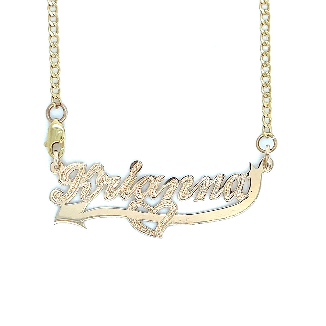 Real Gold Nameplate Necklace Personalized Name Plate Necklace 10k