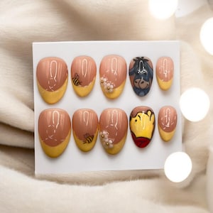 Spring Press On Nails, Yellow Nails, French Tip, Fake Nails, Baby Shower, Flower, Almond Nails, Summer Nails, Glue on, Nail Design, Nails