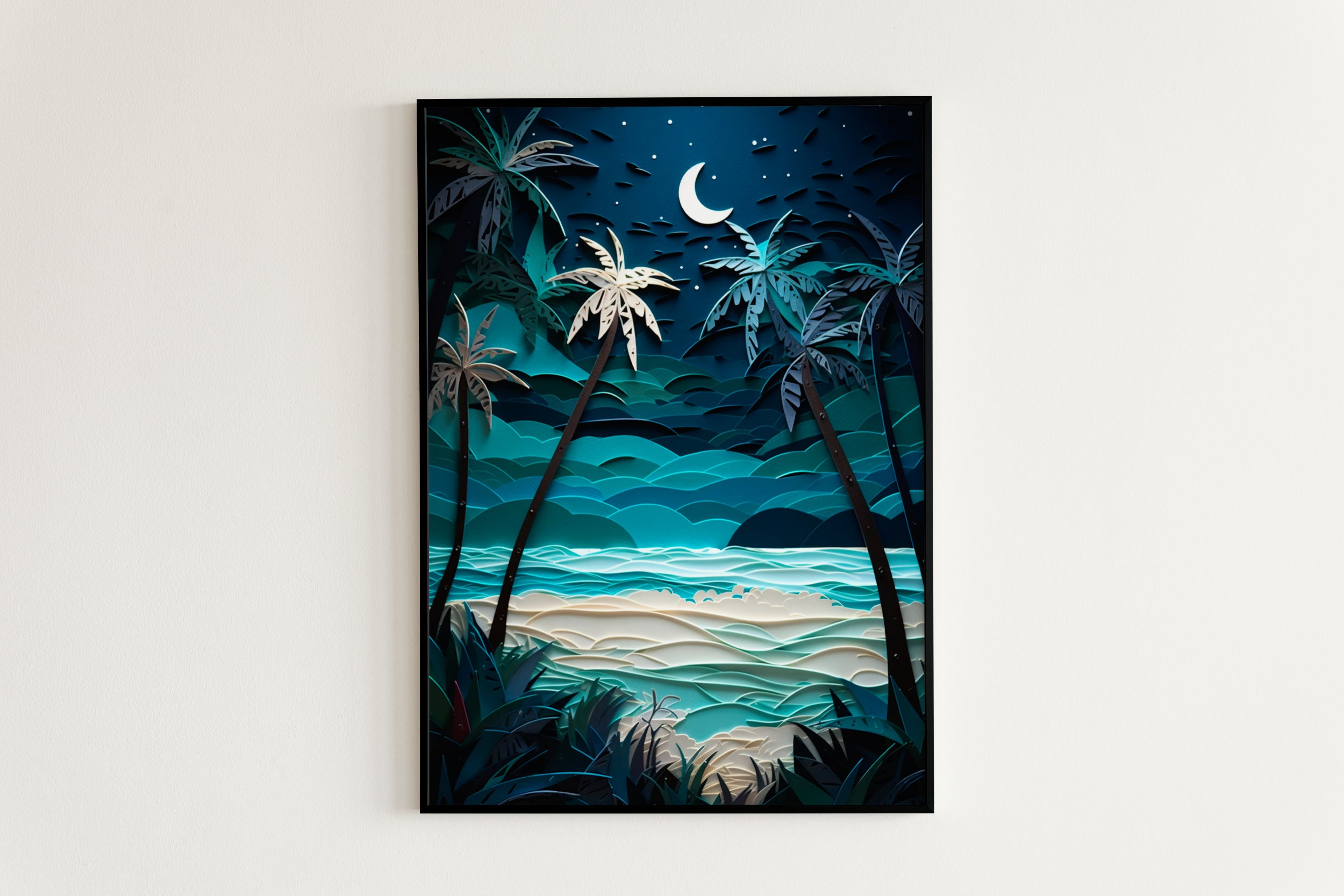 Layered Beach Paper Beach Art Print Beach Scene Image Beach - Etsy