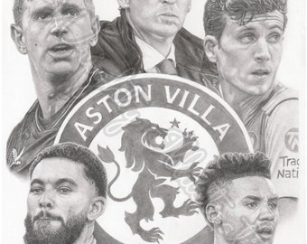 Aston Villa 23/24 Season Drawing Print | A4