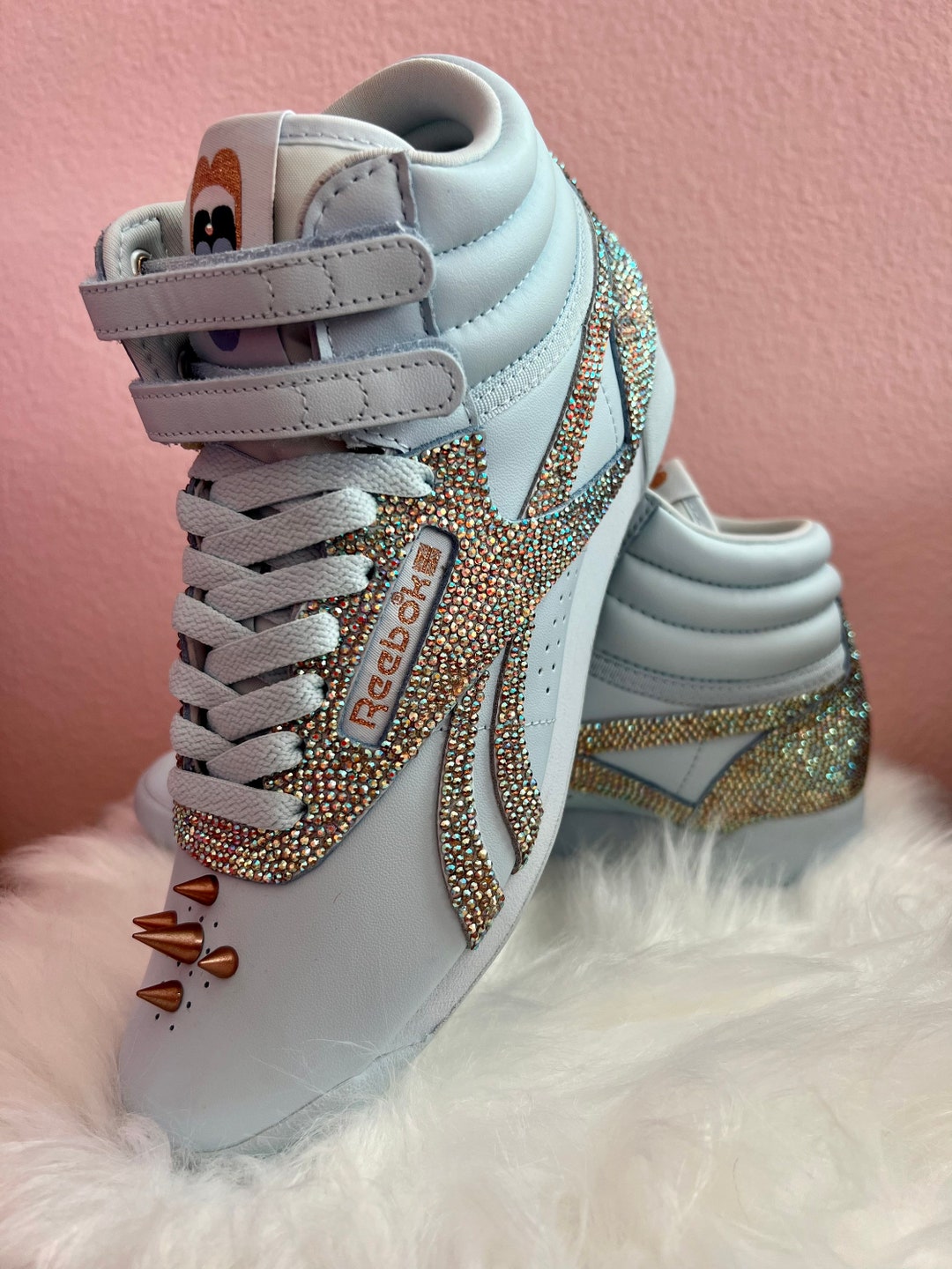 Custom Bling Cardi B Reebok Classic Freestyle Sneaker Size 8 Custom Bling Cardi B Reebok Classic Freestyle Sneaker Size 8