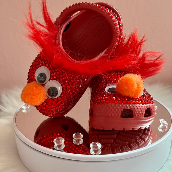 Elmo Inspired Custom Bling Toddler Crocs