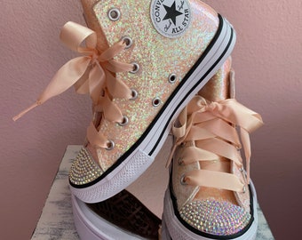 peach converse high tops