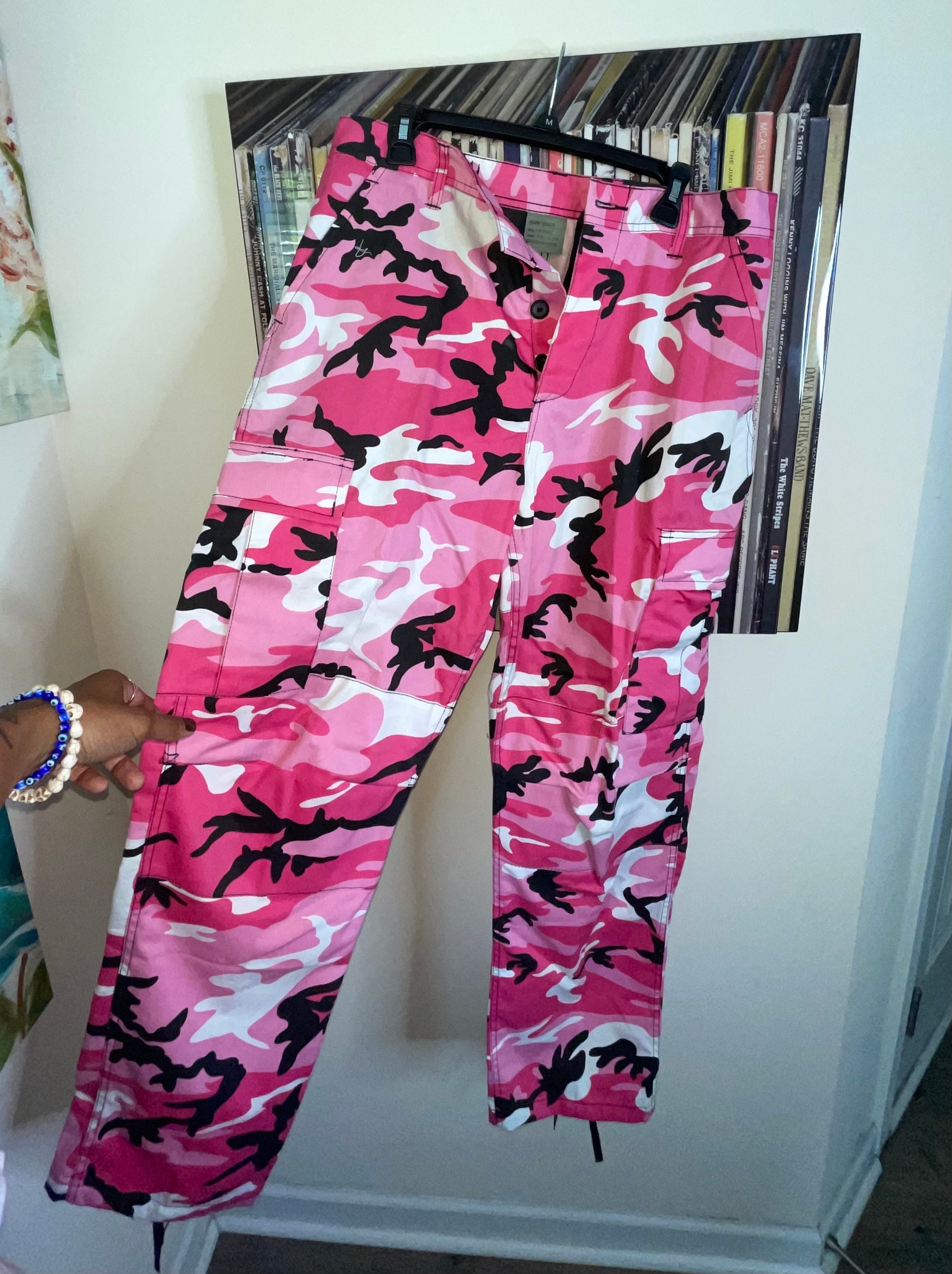 Plus Size Pink Camouflage Print Stretchy Magic Trousers  Boutique Store   SilkFred