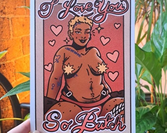 I Love You So Butch | A5 Queer Art Print | Digital Illustration | LGBT Print | Lesbian Art | WLW Gift