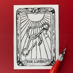 The Lovers wlw lino print Handmade Queer Art Print Lesbian Block Print image 1