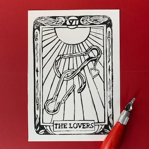 Impresión en lino de The Lovers / Impresión artística queer hecha a mano / Impresión en bloque lésbica
