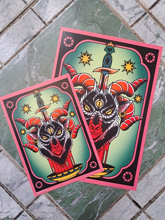 The Devil | A4 and A5 Tattoo Art Print | Tarot Card Art | Digital
