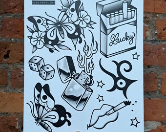 Traditional Tattoo Flash | 8x10 inch Tattoo Art Print | Digital Illustration | Traditional Tattoo Design | Alternative Gift