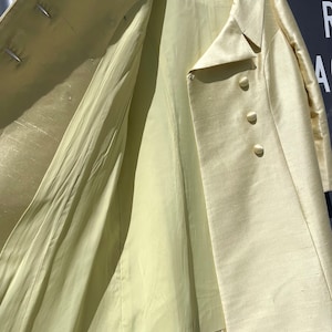 JEWEL Collar Jack Bryan Silk Dress & Coat Set Vintage 60s Yellow Glam Mod Sz M image 7