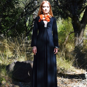 ESTEVEZ Ava Gabor Vintage 70s Jersey Black Maxi Dress | SZ S