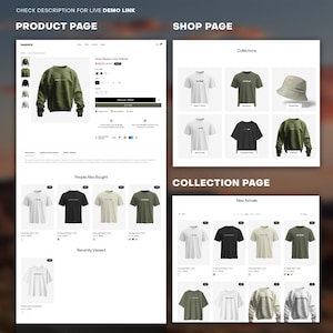 Puede incluir: Una captura de pantalla de un sitio web que muestra una p&aacute;gina de producto para una sudadera verde con el texto "Grow Steady Cozy Pullover" y un precio de $ 48,00. El sitio web tambi&eacute;n muestra una p&aacute;gina de tienda con una colecci&oacute;n de camisetas, un sombrero y una sudadera. El sitio web tambi&eacute;n muestra una p&aacute;gina de colecci&oacute;n con las nuevas llegadas.