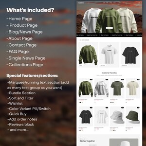 Puede incluir: Captura de pantalla de un sitio web de tienda online que presenta una variedad de art&iacute;culos de ropa, incluyendo camisetas, sudaderas y gorras. El sitio web incluye una secci&oacute;n para los favoritos de los clientes y una secci&oacute;n para mejor juntos.