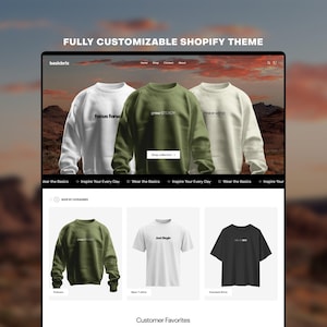 Puede incluir: Una p&aacute;gina de inicio de un sitio web para una marca de ropa llamada "basicbriz". El sitio web presenta una variedad de sudaderas y camisetas con lemas motivacionales como "grow STEADY", "Peace within" y "focus forward". El sitio web tambi&eacute;n presenta una secci&oacute;n llamada "Customer Favorites" que muestra una sudadera verde, una camiseta blanca y una camiseta negra.
